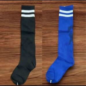 靴下 キッズ 黒 青 二足セット サッカー ソックス ジュニア 子供用 サッカー靴下 サッカーソックス
