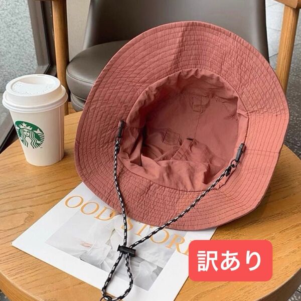 サファリハット アウトドア キャンプ ハット フェス 釣り 帽子 赤 茶色 ピンク 顎紐 コンパクト 折り畳み バケハ 男女兼用