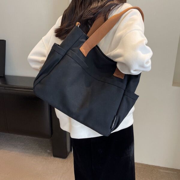 トート トートバッグ ショルダー 肩がけ 大容量 キャンバス マザーズバッグ 古着 帆布 無地 a4 ブラック キャメル 旅行