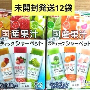 【未開封発送】☆国産果汁☆凍らせてスティックシャーベット アソート【計12袋(108本)】★特価★ ☆送料込み ☆クーポン