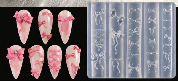 181 シリコンモールド リボン ネイル パーツ ハンドメイド レジンモールド