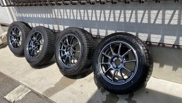 ADVAN Racing RZ2 15inch 6J +38 4H100 スタッドレスタイヤ付き アイスナビ8 4本 PCD100