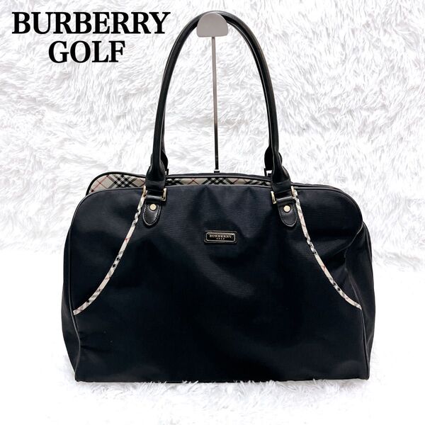 美品 BURBERRY バーバリー GOLF ブラック ボストンバッグ 廃盤品 トラベルバッグ 黒 大容量