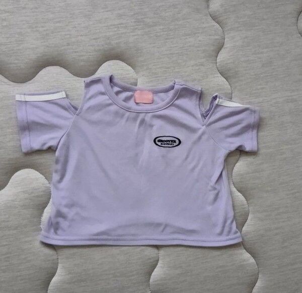 クロップド丈 女の子 130 半袖Tシャツ カットソー トップス パープル