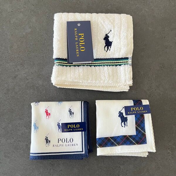 【新品未使用】ラルフローレン ハンカチ3枚セット RALPH LAUREN ポロラルフローレン タオルハンカチ