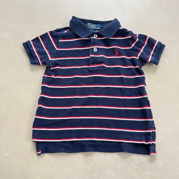 Polo by Ralph Lauren ポロシャツ 80 ネイビー ボーダー ラルフローレン キッズ 半袖 ボーダー