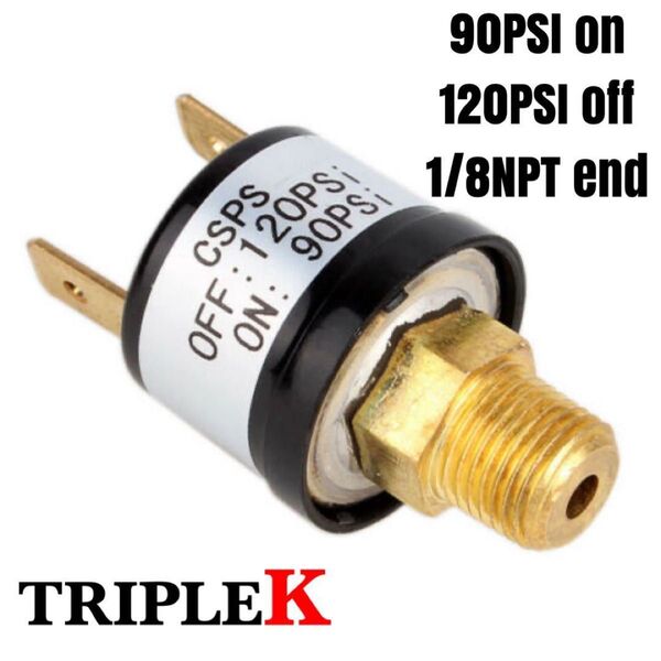 プレッシャースイッチ 90PSI-120PSI 1/8NPT 12V エアサス エアホーン等に♪