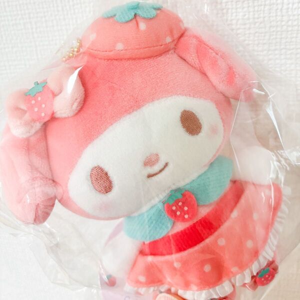 いちごチーク マイメロディ マイメロ サンリオ マスコット キーホルダー ぬいぐるみキーチェーン むにゅぐるみパティオ