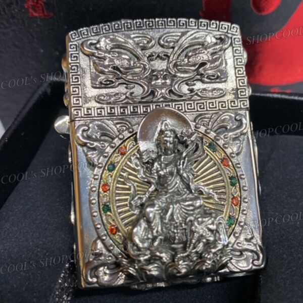 普賢菩薩 全面装飾 フルオーダー フルメタルジャケット ZORRO 和彫り 和柄 zippo 同型 守り本尊 守護仏 辰年 巳年
