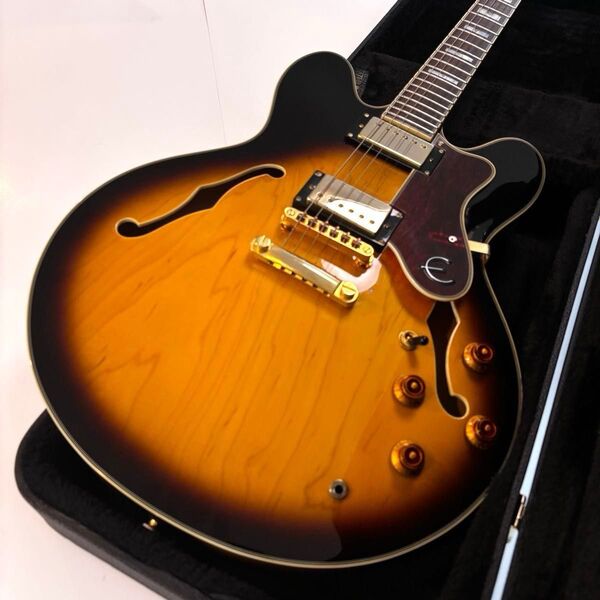 【美品】Epiphone by Gibson エピフォン Shelraton II VS 日本製革ケース付属 セミアコ