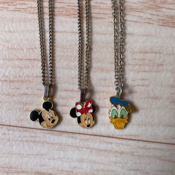 東京ディズニーランド ミッキー ミニー ドナルド ネックレス 3個セット ディズニー レトロ