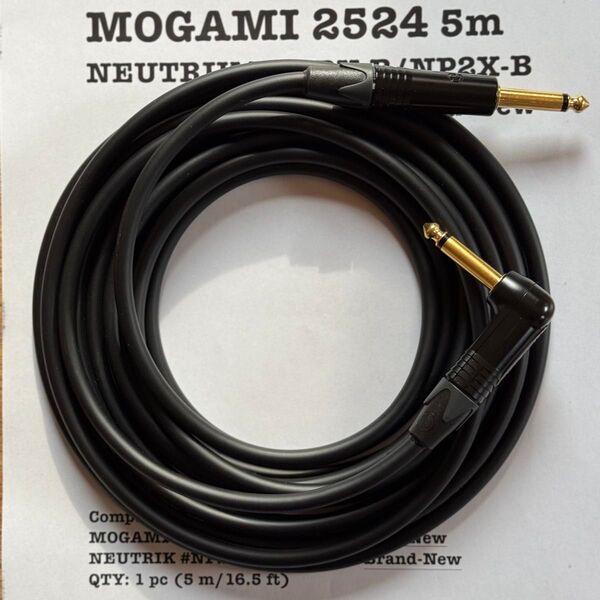 MOGAMI 2524 ギターシールドケーブル 5m L/S 新品 NEUTRIK製コネクター 純金メッキ