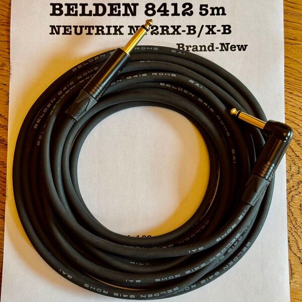BELDEN 8412 ギターシールドケーブル 5m L/S 新品 NEUTRIK製コネクター 純金メッキ