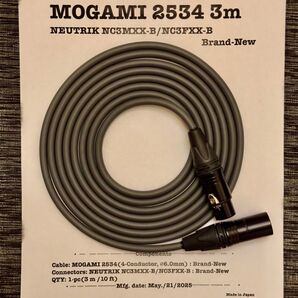 MOGAMI 2534 マイクケーブル 3m 新品 グレー XLR NEUTRIK ゴールドプレーテッド