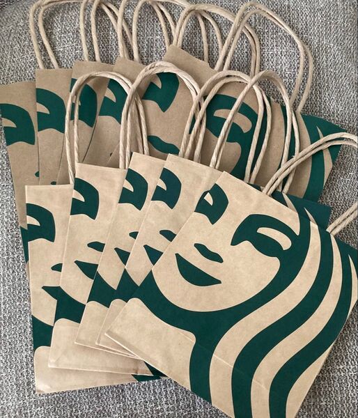 ☆ Starbucks スターバックス スタバ ショッパー 紙袋 10枚セット(通常サイズ5枚 & ミニサイズ5枚)☆