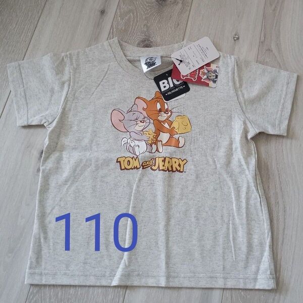 トムとジェリー 110 半袖 プリント Tシャツ グレー きなり アイボリー