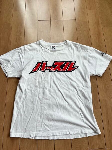 ハッスル2004半袖tシャツ中古白MサイズHUTSLE小川直也柔道家八王子実践 プリントTeeプロレス猪木