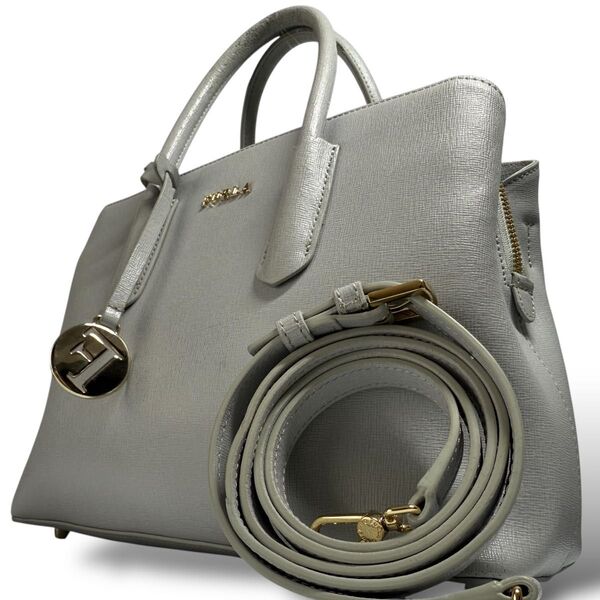 【限定】FURLA フルラ TESSA テッサ 2way ショルダーバッグ トートバッグ ハンドバッグ 自立 レザー グレージュ