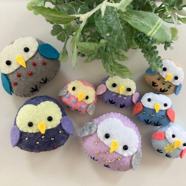 ハンドメイド☆フェルト ぬいぐるみ フクロウBセット