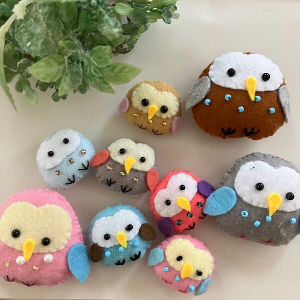 ハンドメイド☆フェルト ぬいぐるみ フクロウCセット