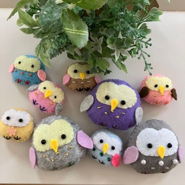 ハンドメイド☆フェルト ぬいぐるみ フクロウDセット