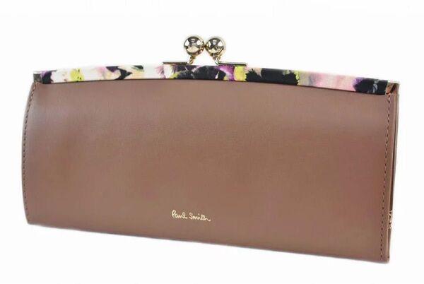 ポールスミス 長財布 がま口 レザーベージュ美品