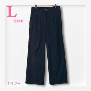 デイジー☆DAZY レディース ワンタックスラックス《L》ワイドパンツ ブラック スラックス タック ワイドパンツ ネイビー