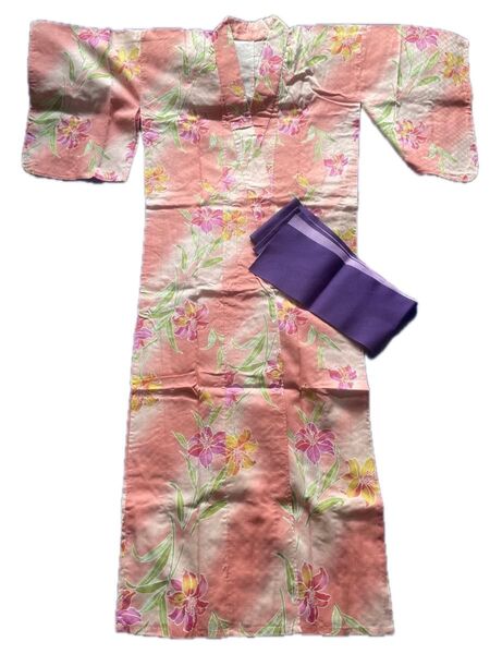 UNIQLO 浴衣 帯 ひも 巾着 4点セット ピンク 花柄 美品