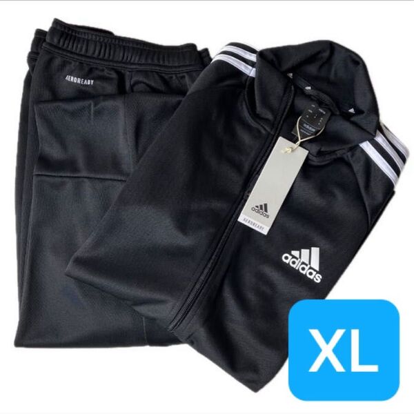 adidas アディダス ジャージ 上下 AEROREADY セレーノカット スリーストライプス トラックスーツ XL 黒メンズ