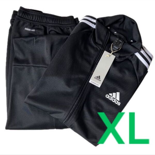adidas アディダス ジャージ 上下 AEROREADY セレーノカット スリーストライプス トラックスーツ XL 黒メンズ