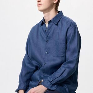 UNIQLO プレミアムリネンシャツ Lサイズ ブルー