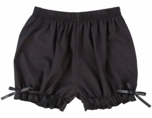 新品 かぼちゃパンツ 黒 L-LLサイズ リボン付 S-Mサイズに変更可 ペチコート レディース ドロワーズ 見せパン ペチパンツ