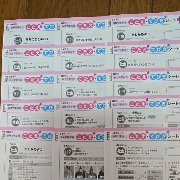 小6社会 カラーテスト こたえ・てびきシート