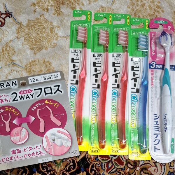 ピュオーラGRAN2WAYデンタルフロス12本入り 歯ブラシ5本セット