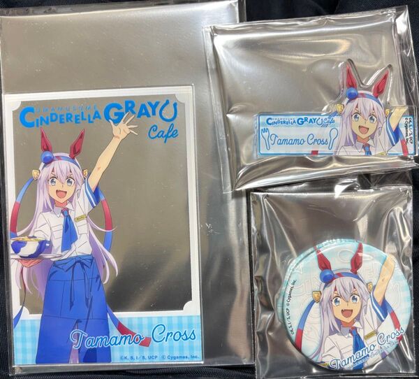 ウマ娘シンデレラグレイ カフェ ブランチパーク 物販 タマモクロス アクリルクリアカード 缶バッジ アクリルバッジ