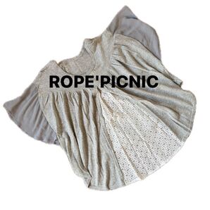 ROPE'PICNICトップス グレーカットソー バックレース 袖シフォン Mサイズ ロペピクニック