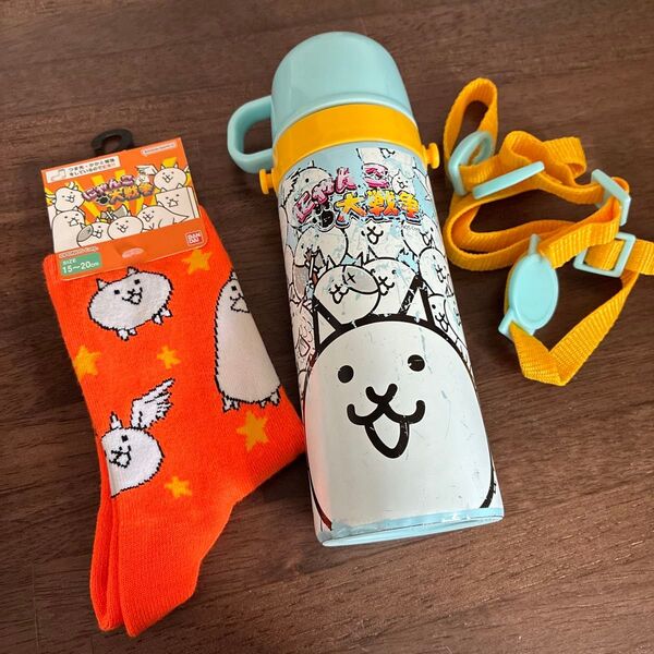 にゃんこ大戦争 スケーター 水筒 ステンレス コップ 靴下