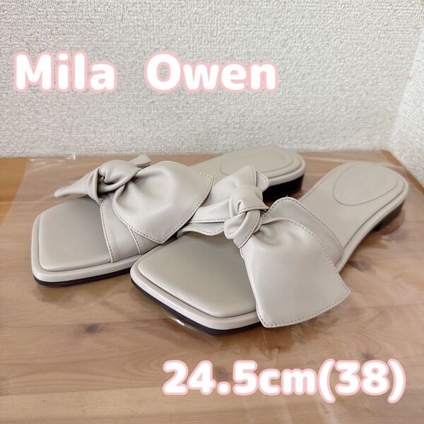 Mila Owen ミラ オーウェン リボンフラットサンダル 24.5cm 38