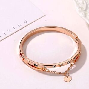 レディース アクセサリー ブレスレット ハート ゴールド バングル ピンク