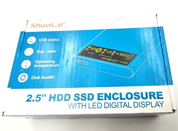 USB 外付け 状態表示液晶付き ケース 2.5" SATA HDD SSD ENCLOSURE LED DISPLAY