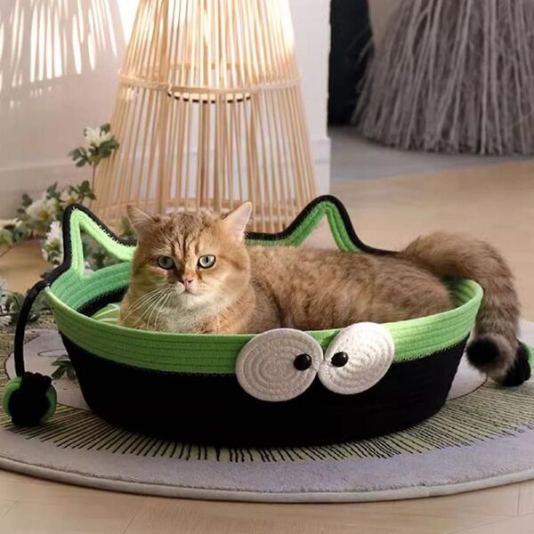猫ベッド 編み込み 耐摩耗性 小型犬 猫 洗える クッション ふわふわ ペットベッド