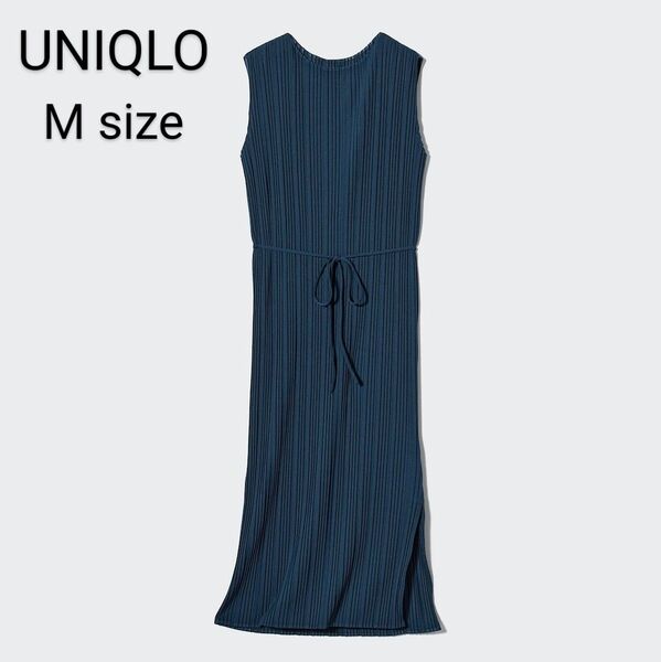 UNIQLO/プリーツワンピース/ノースリーブ/ネイビー/Mサイズ/ユニクロ