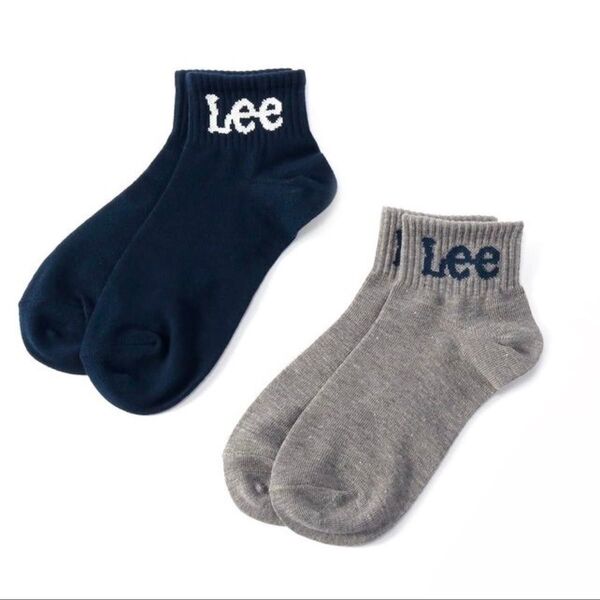 LEE リー ロゴ入りソックス2足セット キッズ 16cm ネイビー グレー ソックス 靴下 ユニセックス 男の子 女の子 人気