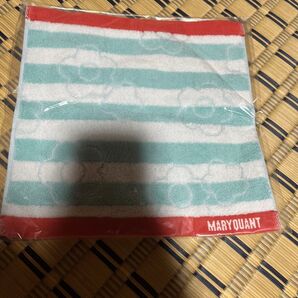 MARY QUANT タオルハンカチ 新品未使用 グリーン系 ボーダー柄