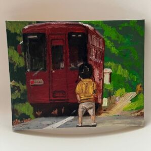 油彩画 「駅」