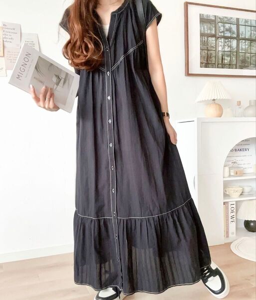 ロングシャツワンピース classicalelf ノースリーブワンピース