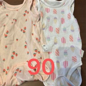 【2点まとめ売り】UNIQLO ユニクロ ロンパース肌着 メッシュ タンクトップ 穴あきあり