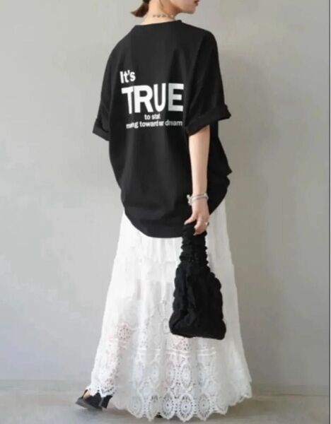 バックロゴプリントビッグTシャツ ブラック リュミエ lumier 同型 新品