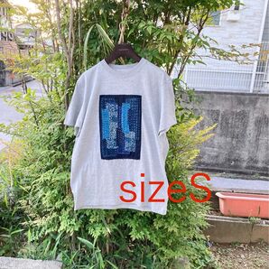 884 襤褸 tシャツ 古布 リメイク 藍染 藍染め パッチワーク 刺し子 ヴィンテージ オリジナル