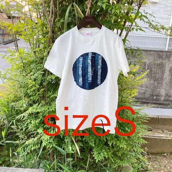 888 襤褸 tシャツ 古布 リメイク 藍染 藍染め ヴィンテージ パッチワーク 刺し子 オリジナル